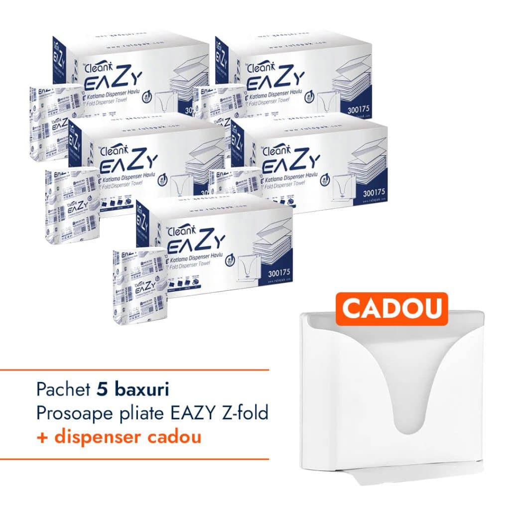 Pachet Prosoape pliate EAZY Z-fold + Dispenser Alb CADOU – poza 1
