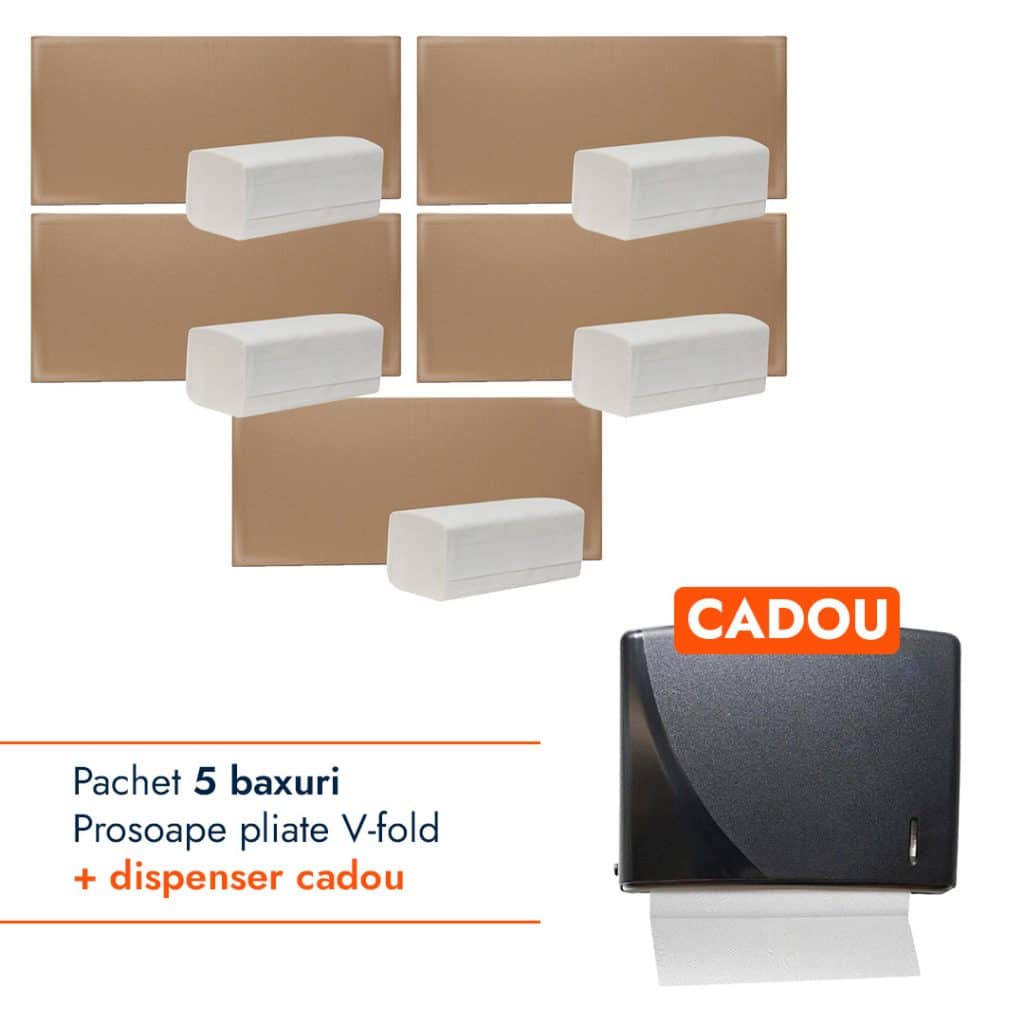 Pachet Prosoape pliate V-fold + Dispenser Negru CADOU – poza 1