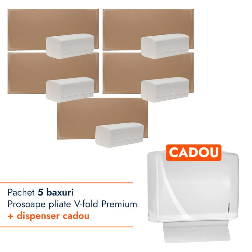 Pachet Prosoape pliate V-fold Premium + Dispenser Alb CADOU – poza 1