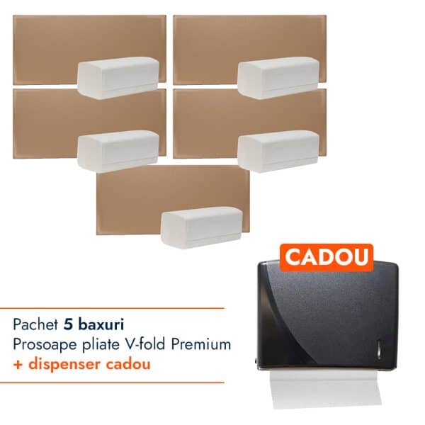 Pachet Prosoape pliate V-fold Premium + Dispenser Negru CADOU – poza 1