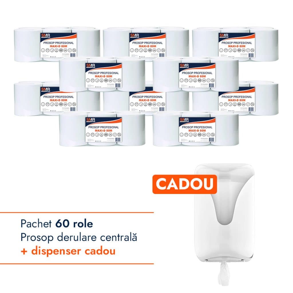 Pachet Role Prosop derulare centrala  + Dispenser Alb CADOU – poza 1