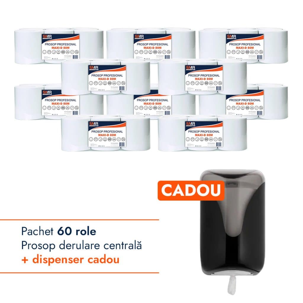 Pachet Role Prosop derulare centrala  + Dispenser Negru CADOU – poza 1
