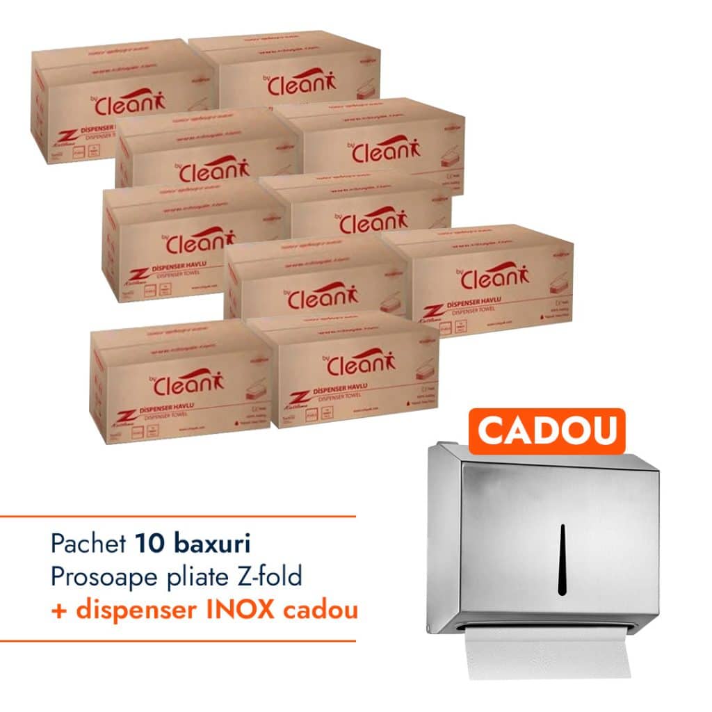 Pachet Prosoape pliate Z-fold + Dispenser INOX CADOU – poza 1
