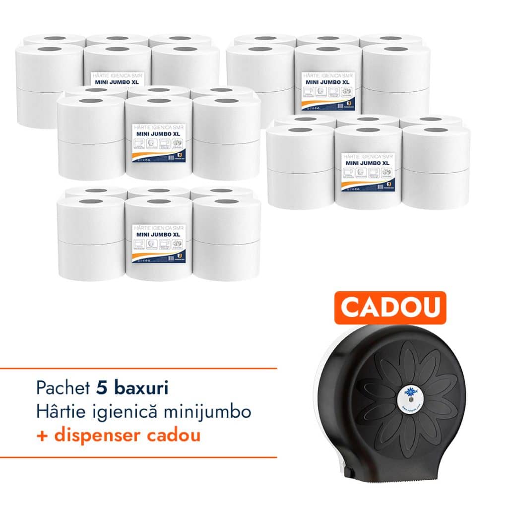 Pachet Hartie igienica minijumbo + Dispenser Negru CADOU – poza 1