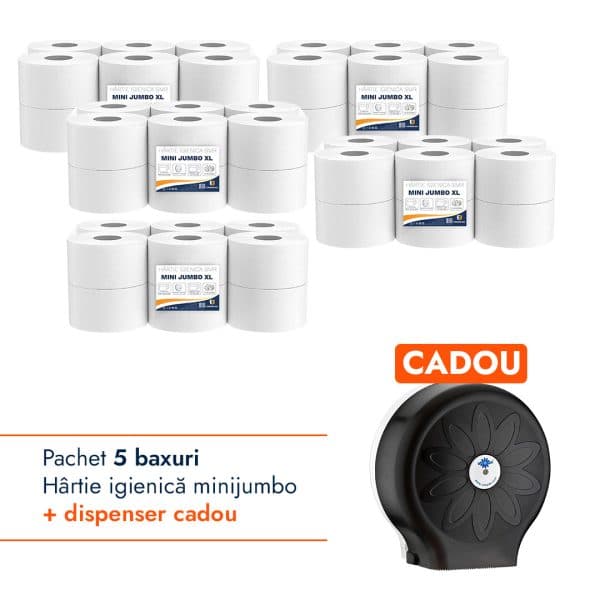 Pachet Hartie igienica minijumbo + Dispenser Negru CADOU – poza 1
