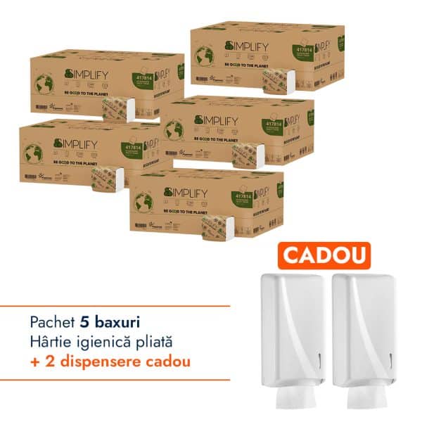 Pachet Hartie igienica pliata + Dispenser MAXI Alb CADOU – poza 1