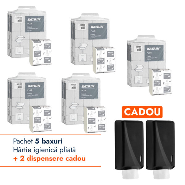 Pachet Hartie igienica pliata + Dispenser MAXI Negru CADOU – poza 1
