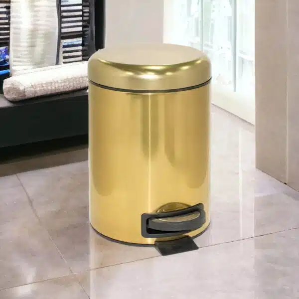 Set coș de gunoi premium 3L inox gold cu pedală Elite si perie WC Elite Gold – poza 2