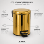 Coș de Gunoi Premium 5L Inox Gold cu Pedală-Elite – poza 4