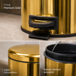 Coș de Gunoi Premium 12L Inox Gold cu Pedală - Elite – poza 2