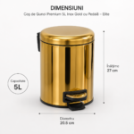 Coș de Gunoi Premium 5L Inox Gold cu Pedală-Elite – poza 3