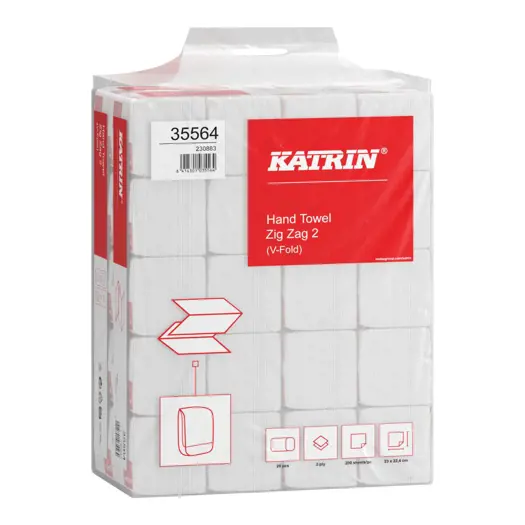 Katrin prosoape pliate" V", alb,2str,230x224mm,200 foi/pac,20pac/bax – poza 2