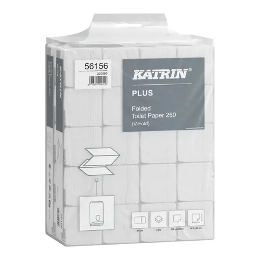 Katrin hartie igienica pliata, 2 straturi, alb,105x110x115, 250foi/pac, 40pac/bax – poza 2