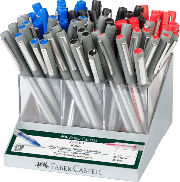DISPLAY 72 BUC ROLLER FREE INK 0.5/0.7 MM FABER-CASTELL – poza 1