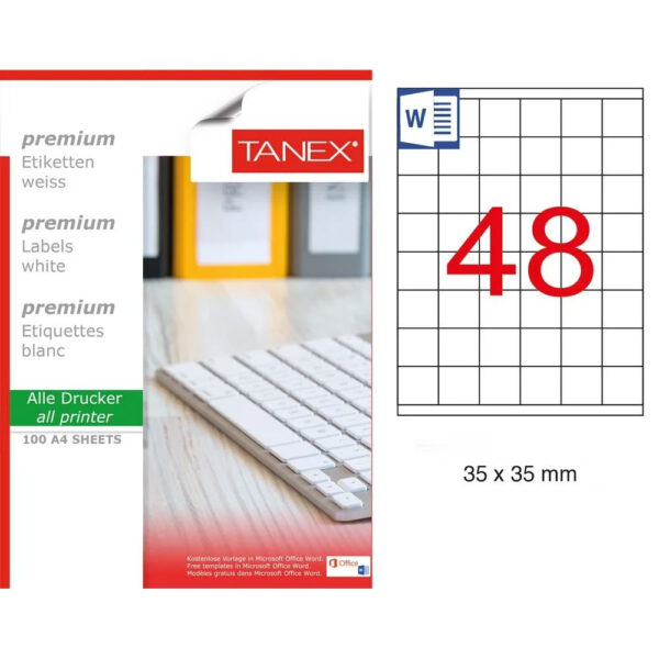 ETICHETE 48/A4 35*35MM COLTURI DREPTE 100/TOP TANEX – poza 2