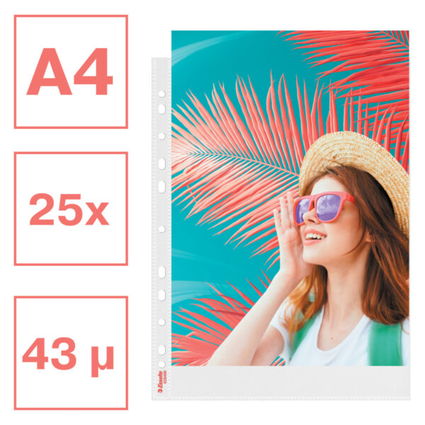 FOLIE PROTECTIE A4 43 MICRONI 25/SET RECICLABILA COLOUR'BREEZE ESSELTE – poza 3