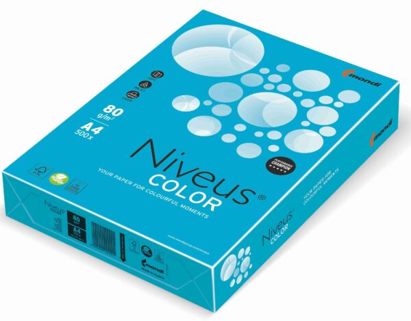 HARTIE COPIATOR A4 ALBASTRU AQUA INTENS 80G 500/TOP AB48 NIVEUS – poza 1