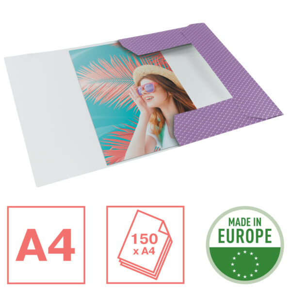 MAPA CARTON CU ELASTIC LAVANDA RECICLABILA COLOUR'BREEZE ESSELTE – poza 2