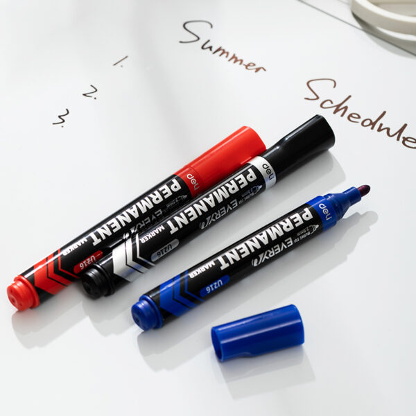 MARKER PERMANENT ALBASTRU VARF ROTUND 2.5MM DELI – poza 3