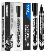 MARKER PERMANENT NEGRU VARF ROTUND 2.5MM DELI – poza 2