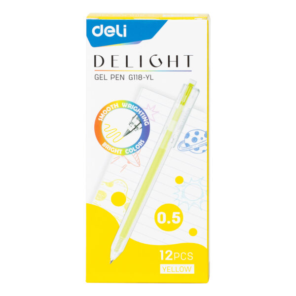 PIX CU GEL CU MECANISM 0.5 MM GALBEN DELIGHT DELI – poza 2