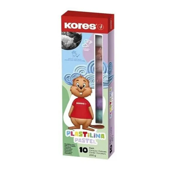 PLASTILINA 10 CULORI PASTEL 200 GR KORES – poza 1