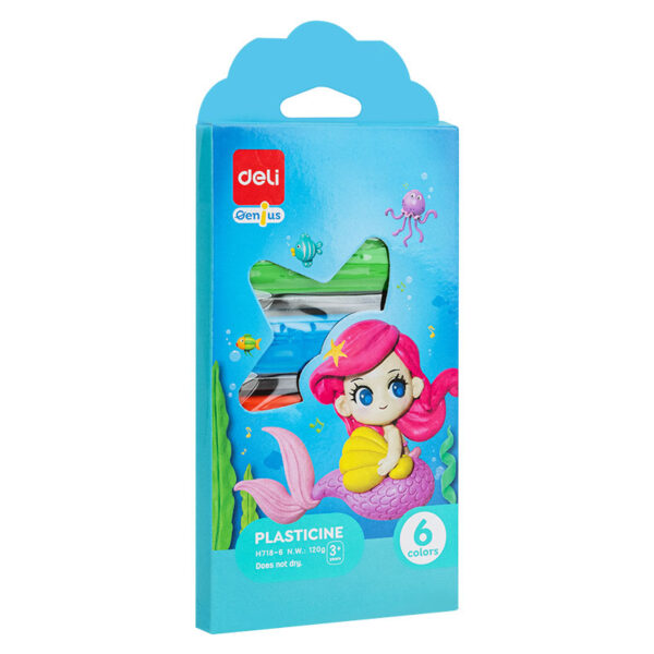 PLASTILINA 6 CULORI 120G CUTIE CARTON DELI – poza 1