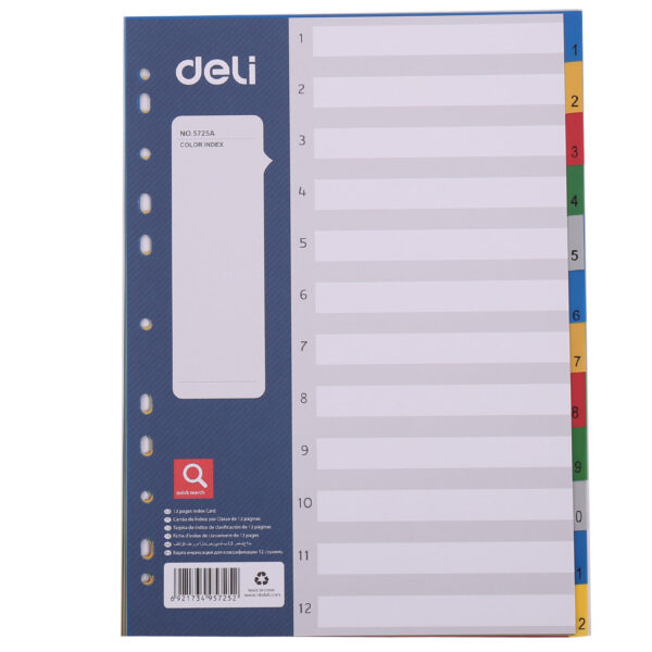 SEPARATOARE INDEX PLASTIC 1-12 COLOR DELI – poza 1