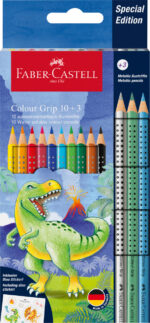 SET PROMO CREIOANE COLORATE 10+3 CULORI GRIP 2001 DINOZAURI FABER-CASTELL – poza 1