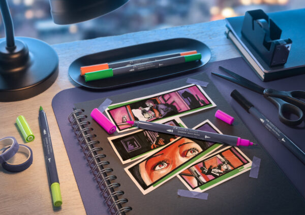 SKETCH MARKER 2 CAPETE VERDE COBALT INCHIS 313 GOLDFABER FABER-CASTELL – poza 5