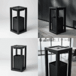 Cos scrumiera de exterior din metal, gri antracit cu gratar – poza 1