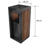 Cos scrumiera de exterior din metal cu insertii de lemn, gri antracit cu gratar – poza 3