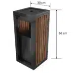 Cos scrumiera de exterior din metal cu insertii de lemn, gri antracit cu gratar – poza 3