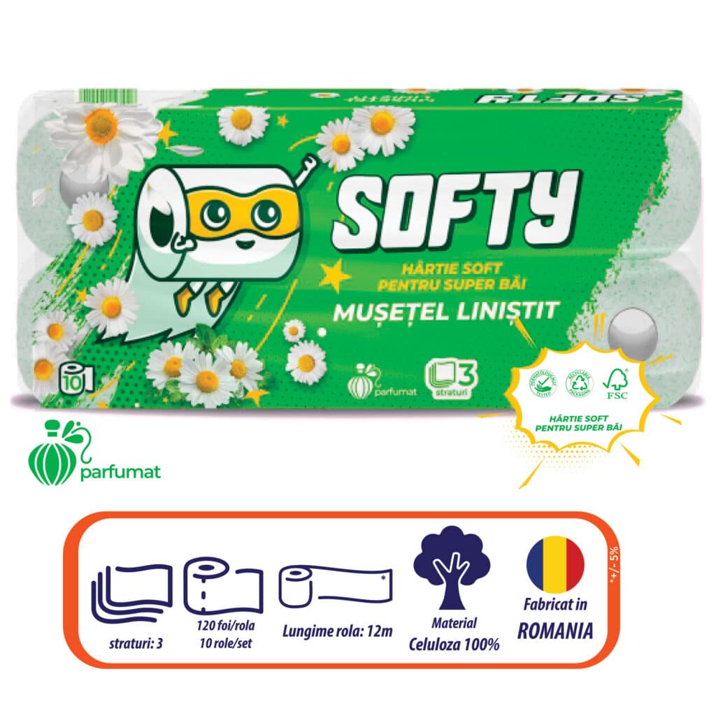 Hartie igienica parfumata Softy Musetel Linistit 3str. 10 buc/set – poza 1