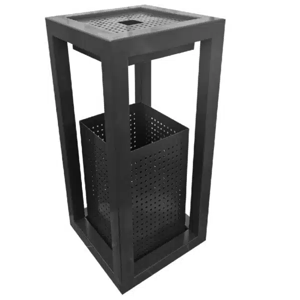 Cos scrumiera de exterior din metal, gri antracit cu gratar – poza 1