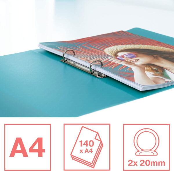 CAIET MECANIC A4 2 INELE 25MM/32MM COPERTA FLEXIBILA LAVANDA COLOUR'BREEZE ESSELTE – poza 3