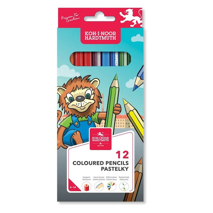 CREIOANE COLORATE 12 CULORI LEU MINA 2.8MM KOH-I-NOOR – poza 1