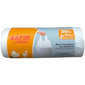 Saci menajeri cu manere HDPE 20l alb 30 buc/rola – poza 1