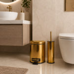 Set coș de gunoi premium 3L inox gold cu pedală Elite si perie WC Elite Gold – poza 5