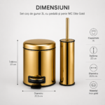 Set coș de gunoi premium 3L inox gold cu pedală Elite si perie WC Elite Gold – poza 3