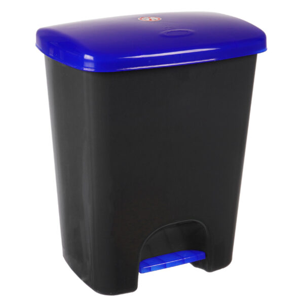 Coș de gunoi reciclare selectivă cu pedală 25L, corp gri, capac albastru – poza 1