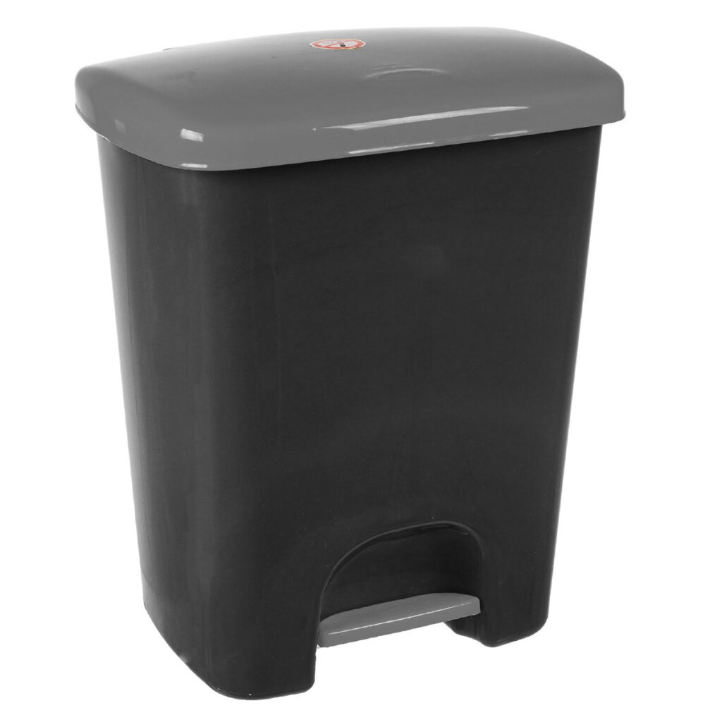 Coș de gunoi reciclare selectivă cu pedală 25L, corp gri, capac gri – poza 1