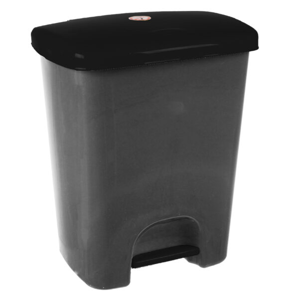 Coș de gunoi reciclare selectivă cu pedală 25L, corp gri, capac negru – poza 1