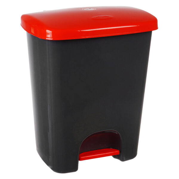 Coș de gunoi reciclare selectivă cu pedală 25L, corp gri, capac rosu – poza 1