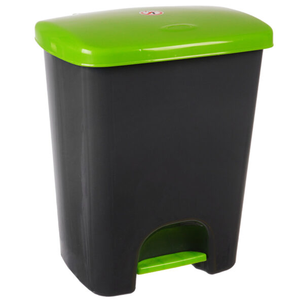 Coș de gunoi reciclare selectivă cu pedală 25L, corp gri, capac verde – poza 1