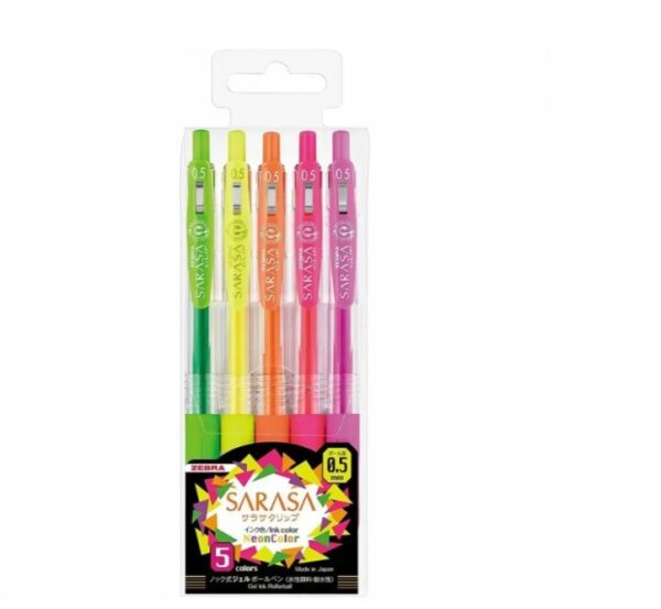 PIX CU GEL SARASA NEON 5 CULORI/SET ZEBRA – poza 1