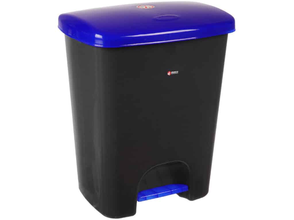 Coș de gunoi reciclare selectivă cu pedală 15L, corp gri, capac albastru – poza 1