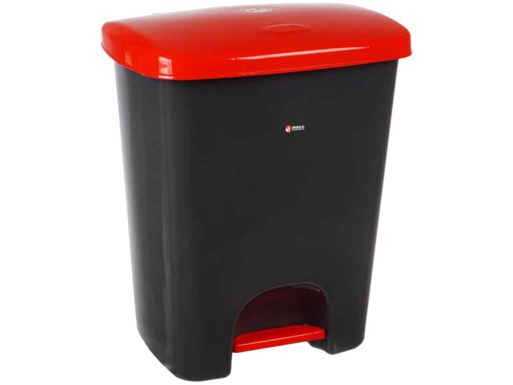 Coș de gunoi reciclare selectivă cu pedală 15L, corp gri, capac rosu – poza 1