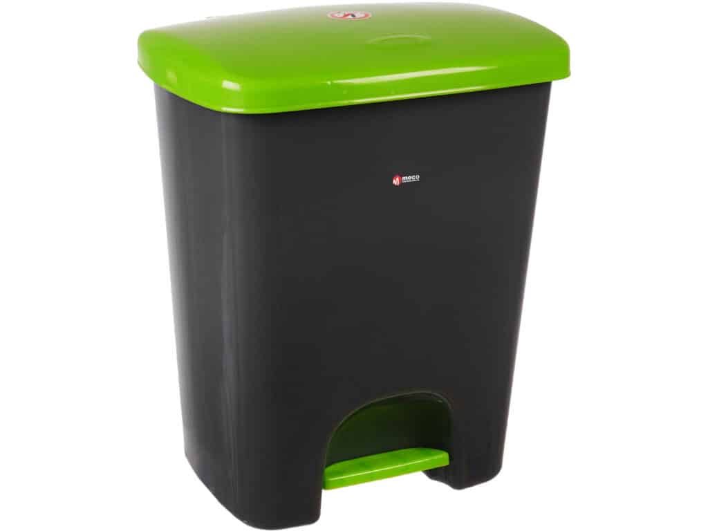 Coș de gunoi reciclare selectivă cu pedală 15L, corp gri, capac verde – poza 1
