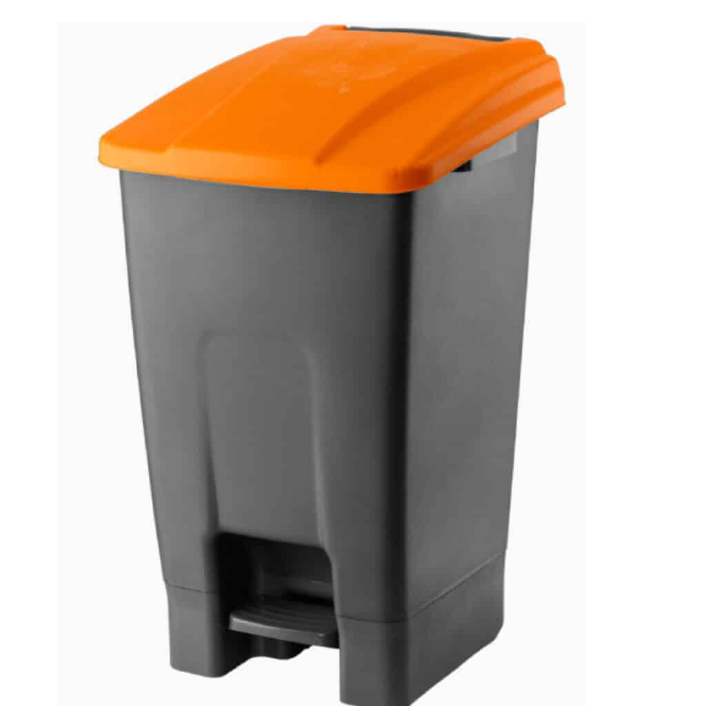 Cos reciclare selectiva – Pedala, 70L, corp gri, capac portocaliu